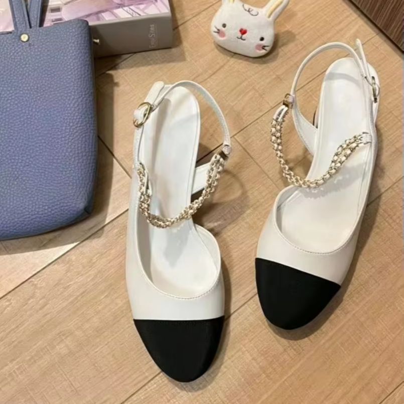 여성 슬링백 펌프스 투톤 블랙 화이트 블록 힐 샌들 메 - Sandals 리뷰 및 가격